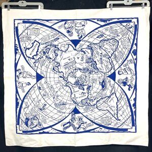 Reg Manning WW2 Table Top Argu-Map of World Vtg Tablecloth 1941 Napkins 46x52